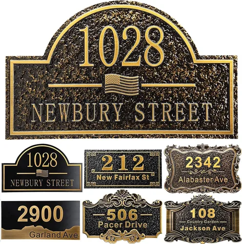 Miniatura 36 de Placa personalizada de dirección de casa de 12 pulgadas, números fundidos para exteriores, placa de señal de dirección personalizada con nombre