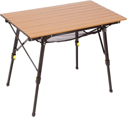Mesa de camping plegable portátil de Portal Mesa de campamento ultra ligera mesa plegable de campamento 4 patas ajustables mesa de aluminio Marrón