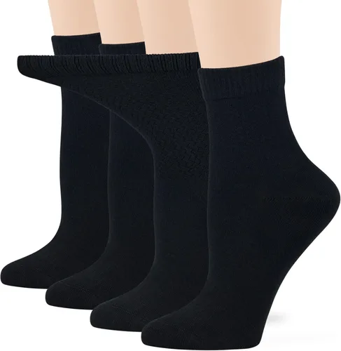 Miniatura 73 de 7BIGSTARS KINGDOM Women's Cotton Quarter Non-Binding Diabetic Fashion Socks-L-M-4 Pack-Multicolor