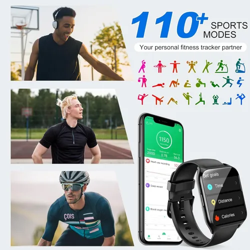 Miniatura 4 de Reloj inteligente para hombres y mujeres, reloj inteligente de 1.85 pulgadas para responder/hacer llamadas, reloj de fitness con monitor