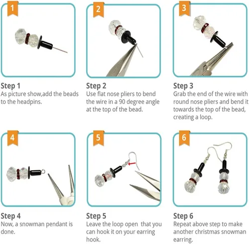Miniatura 3 de SUNNYCLUE 1 caja para hacer 6 pares de aretes colgantes con cuentas de cristal, kit de iniciación para hacer aretes colgantes de árbol de Navidad
