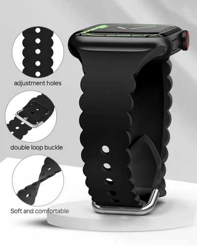 Miniatura 6 de Sunnywoo Correa de silicona deportiva de encaje compatible con Apple Watch de 1.496 pulgadas, 1.575 pulgadas, 1.614 pulgadas, 1.654 pulgadas, 1.732