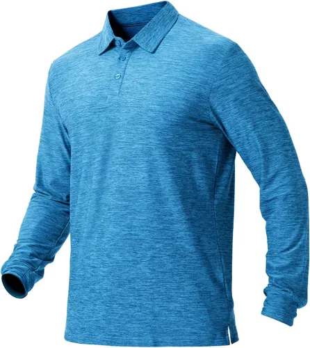 Miniatura 7 de NAVISKIN Camisas polo de manga larga para hombre, camisas de golf con cuello UPF 50 SPF para hombre, secado rápido, absorbe la humedad