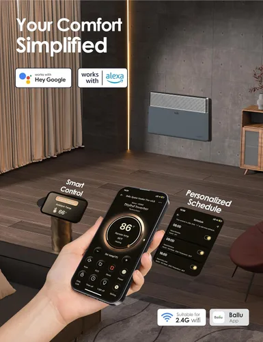 Miniatura 3 de Ballu Calentador de espacio de panel de convección para habitación grande, calentador silencioso inteligente con termostato programable, control
