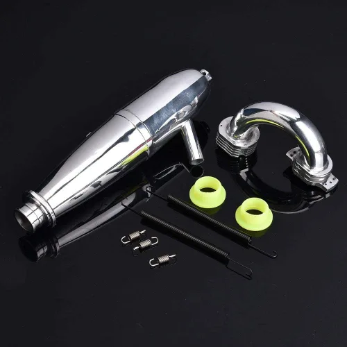 Miniatura 2 de Dilwe Tubo de escape de coche RC, tubo de junta de escape doble de aleación de aluminio para HSP Redcat 1/8 RC coche/SH 21/28CXP motor RC