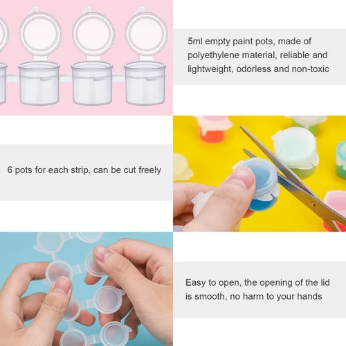 Miniatura 3 de YGAOHF 120 macetas de pintura con tapas, 0.2 fl oz/0.17 onzas, macetas grandes vacías con tapas, contenedor de pintura acrílica fácil de abrir, 20