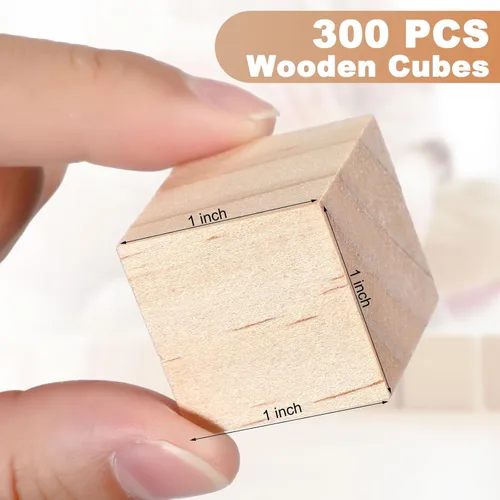 Miniatura 2 de Barydat 300 cubos de madera de 1 pulgada, bloques de madera sin terminar para manualidades, cubo cuadrado de madera natural en blanco para proyectos