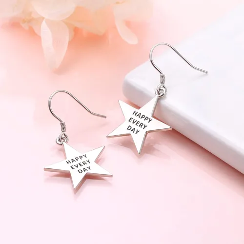 Miniatura 3 de 925 Sterling Silver Dangle Drop Earrings Star Heart Earrings Gifts for Women