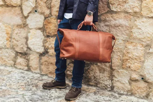 Miniatura 7 de Piel Leather Bolso de mano grande, Saddle, Bolso de mano grande