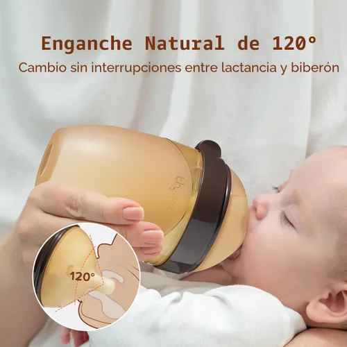 Miniatura 3 de Thyseed Biberón de silicona natural con forma de seno con tetina (0-3 meses), 8 oz, 1 paquete Silicona 0-3 meses sin asa Paquete de 1