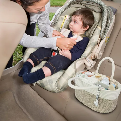 Miniatura 19 de Organizador de pañales para bebé con cuerda de algodón para niña o niño, cesta de almacenamiento portátil para guardería, bolsa de transporte