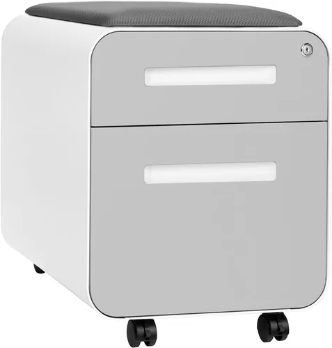 Miniatura 11 de Laura Davidson Furniture STOCKPILE - Mini archivador móvil con 2 cajones con asiento magnético extraíble, versión corta, archivador de metal, Negro