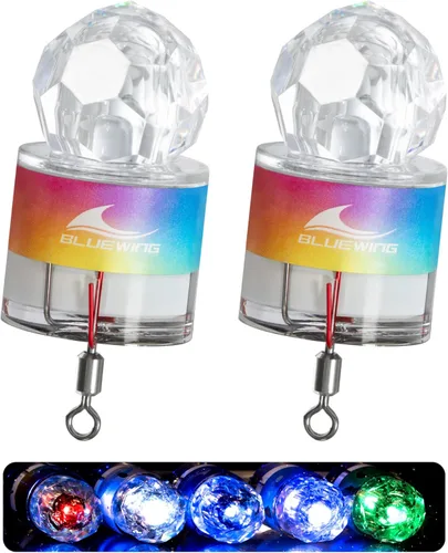 Miniatura 12 de BLUEWING Luces LED de pesca de diamante, luces de caída profunda, intermitente subacuático, activación de agua, señuelos de pesca con iluminación
