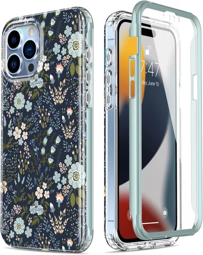 Miniatura 14 de Esdot Funda para iPhone 15 Pro con protector de pantalla integrado, funda duradera con diseños de moda para mujeres y niñas, elegante funda Piedra