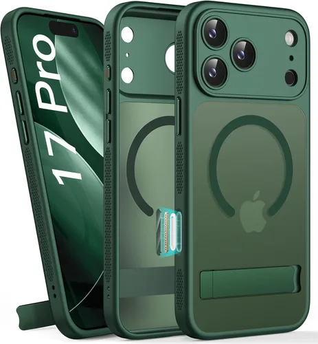 Miniatura 40 de BXYJY Funda magnética para iPhone Air con soporte, compatible con MagSafe, botón de control de cámara, protección completa de la lente, caída