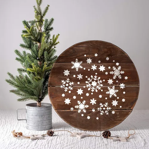 Miniatura 3 de Plantilla circular de copo de nieve – Cartel de porche de Navidad, plantilla de dibujo de Navidad, decoración de pared de Navidad, plantillas
