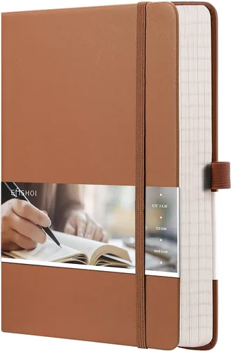 Miniatura 14 de EMSHOI - Cuaderno de puntos, 256 páginas A5, cuadrícula de puntos, papel grueso de 120gsm, 16 páginas perforadas, piel sintética suave, bolsillo