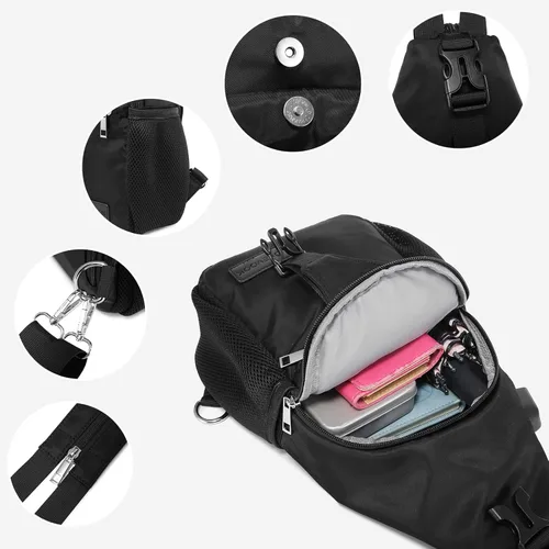 Miniatura 5 de LOVEVOOK - Mochila de bandolera para mujeres, casual, de nylon, para viajes, al hombro, mochila de senderismo Casual Daypack, Nylon, Travel, Negro