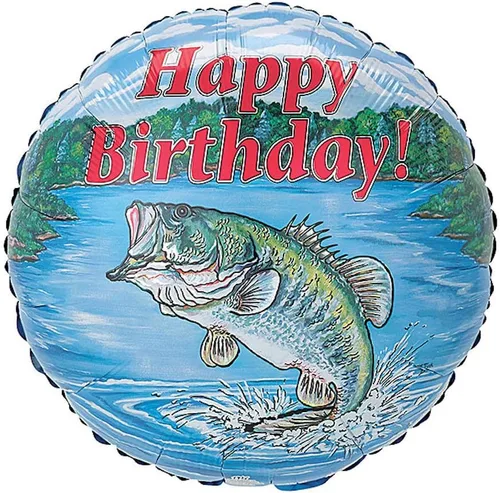 Globo de fiesta de pesca de 18 "Bass Fish Happy Birthday Fishing Party Balloon Mylar Dad Fisherman