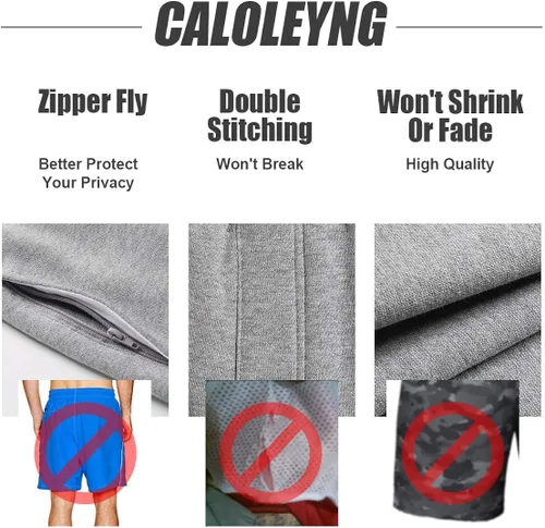 Miniatura 5 de caloleyng Pantalones cortos de algodón para hombre, 8 pulgadas de largo, estilo casual, con bolsillos, para entrenamiento, gimnasio, pantalones
