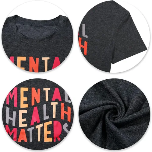 Miniatura 4 de Camisa de salud mental para mujer, terapeuta y psicóloga, camisetas inspiradoras con gráficos motivacionales, regalos