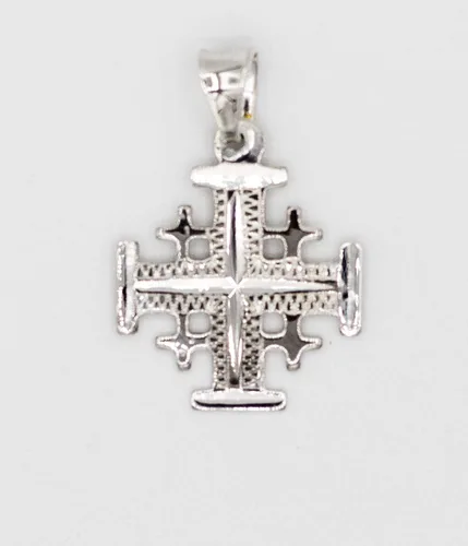 Miniatura 10 de Colgante Cruz Cruzado Jerusalén de Plata de Ley (925) Artesanal en Tierra Santa. Grabado por máquina de corte de diamantes., Metal