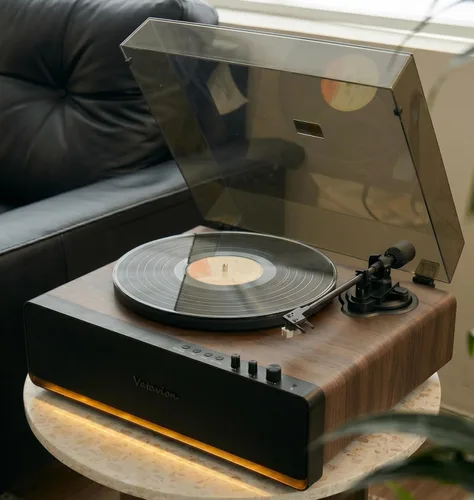 Tocadiscos de vinilo con altavoces integrados, tocadiscos Bluetooth todo en uno para 33/45 RPM, tocadiscos de alta fidelidad para discos de vinilo