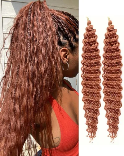 Ginger - Cabello rizado de ganchillo de 30 pulgadas, 2 paquetes de cabello de ganchillo ondulado profundo con ganchillo, cabello largo ondulado para