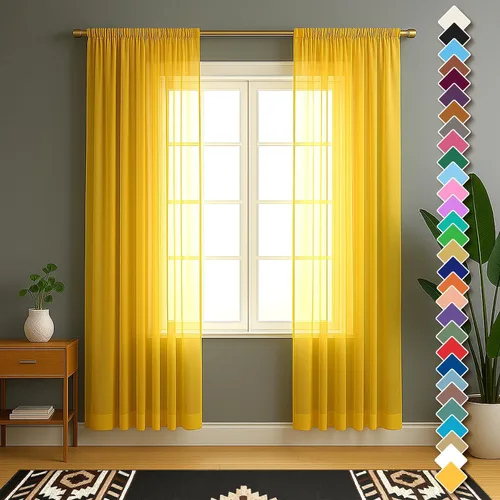 Miniatura 23 de YHSF Cortinas traslúcidas – Juego de 2 paneles para decoración del hogar – Elegantes cortinas de gasa sólida con bolsillo para barra