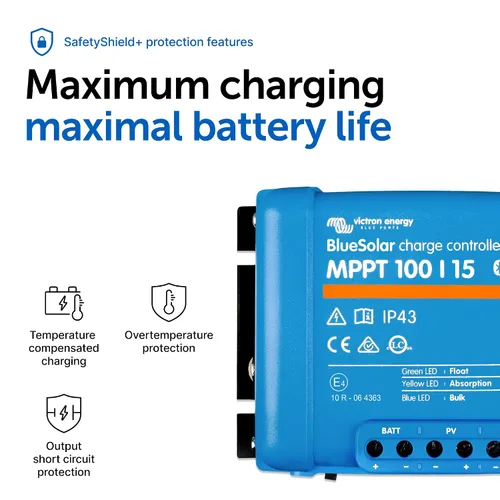 Miniatura 5 de Victron Energy BlueSolar MPPT Controlador de carga solar - Controladores de carga para paneles solares - 100V, 15 amperios, 12/24 voltios