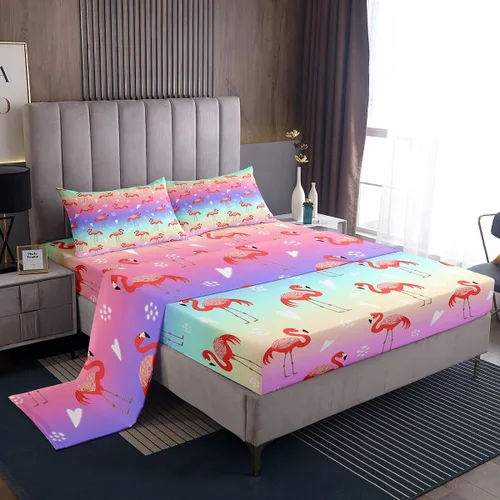 Miniatura 16 de Erosebridal Ropa de cama de 3 piezas de rosa roja, tamaño individual, sábana bajera y sábana encimera para mujeres y niñas, estampado de momentos