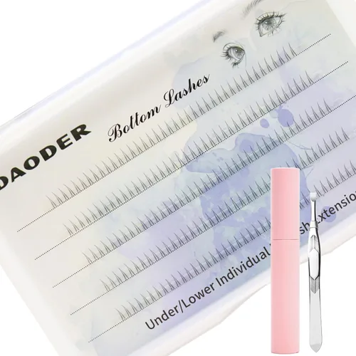 Miniatura 10 de DAODER - Kit de extensión de pestañas inferiores, 200 unidades, pestañas individuales inferiores con herramienta aplicadora y herramienta aplicadora