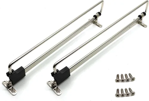 Miniatura 7 de Varilla extraíble para colgar ropa con tornillos de montaje, acero laminado en frío, negro y plateado, 14 varillas de valet para armario extraíble
