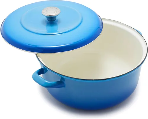 Miniatura 15 de Merten & Storck - Olla holandesa redonda de 7 cuartos con tapa, olla de hierro esmaltado fabricada en Europa, apta para inducción y todas las Gris