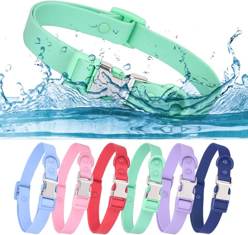 Miniatura 8 de Collar de perro impermeable con hebilla de metal de seguridad, duradero y fácil de limpiar, collar de perro de goma suave, collares ajustables