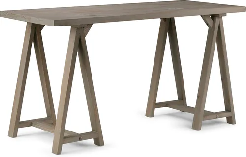 Miniatura 24 de Simpli Home - Sawhorse - Mesa de centro, color castaño oscuro., Pino, Distressed Grey
