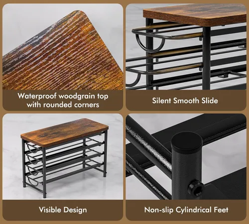 Miniatura 7 de HFHOME Soporte para cápsulas de café con parte superior de madera, compatible con K-Cups, cajón de almacenamiento de cápsulas de café de 4 niveles