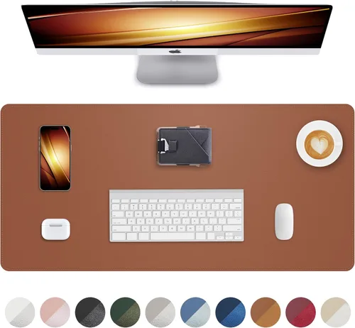 Miniatura 30 de Tapete protector para escritorio y mouse, antideslizante, de piel sintética, tapete impermeable de escritura para laptop, para oficina y hogar