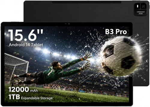 MESWAO Tablet grande Android 14 de 15.6 pulgadas 2025, pantalla FHD IPS, Helio G99 Octa-Core, 8 GB de RAM 256 GB ROM expandible 1 TB, altavoces