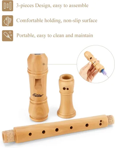 Miniatura 5 de Eastar Soprano - Grabadora barroca para principiantes, con tecla C, de arce, descante, instrumento para niños y adultos, grabadora de 3 piezas