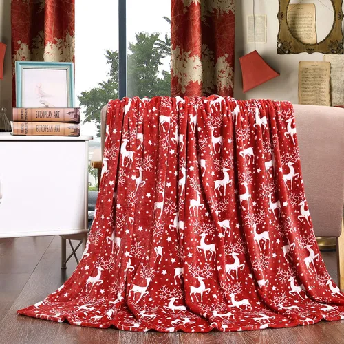 Miniatura 31 de Elegant Comfort Velvet Touch Ultra Lujosa Manta/Frazada de Vellón con Estampado Navideño de Vacaciones - 50 x 60 pulgadas, (Flor de Pascua), 50 x 60