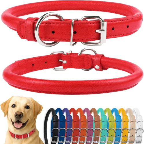 Miniatura 42 de CollarDirect Collar de perro con tachuelas, collares de cuero para mascotas para perros pequeños, medianos y grandes, acolchado suave, marrón, negro