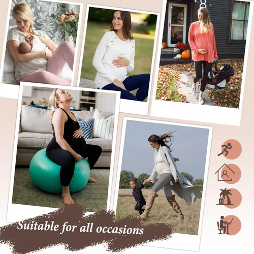 Miniatura 4 de FULLSOFT Paquete de 3 leggings de maternidad para mujer, cintura alta, entrenamiento, embarazo, pantalones de yoga con bolsillos
