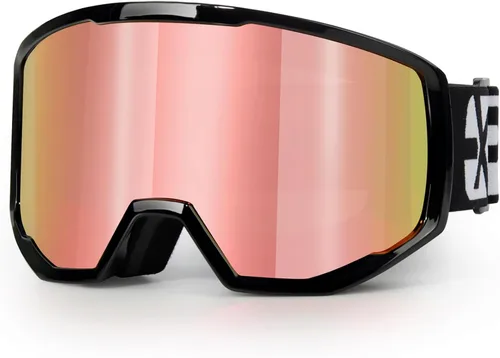 Miniatura 16 de EXP VISION Gafas de esquí/snowboard para hombres y mujeres, gafas de nieve OTG antiniebla con protección UV Marco Negro Púrpura