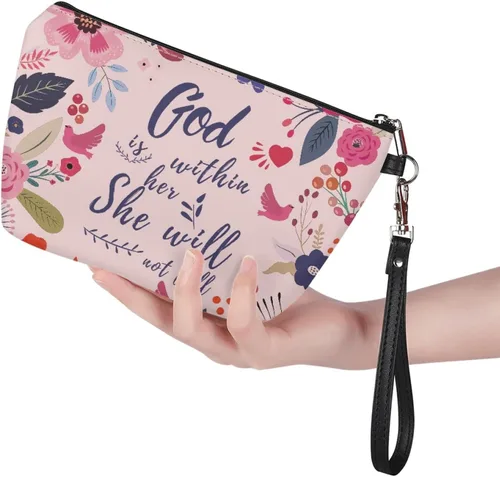 Miniatura 2 de Horeset Love You Print - Bolsa de cosméticos para el día de San Valentín, bolsa de maquillaje de cuero de alta capacidad, bolsa de aseo portátil