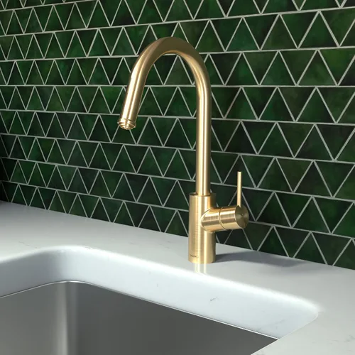 Miniatura 2 de hansgrohe Talis 14872251 - Grifo de cocina de arco alto dorado S² con rociador extraíble, grifo para fregadero de cocina, cabezal rociador