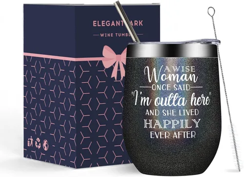 ELEGANTPARK Regalos de jubilación para mujeres 2026, regalos para compañeros de trabajo para mujeres, Wise Woman Said I'm Outta Here, vaso de Una
