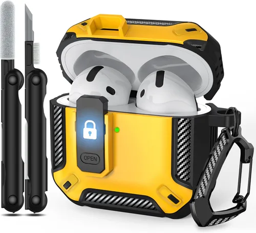 Miniatura 39 de RFUNGUANGO Funda protectora para AirPods Pro de 2ª generación con kit de limpieza, funda rígida militar con cerradura para funda de carga de AirPod