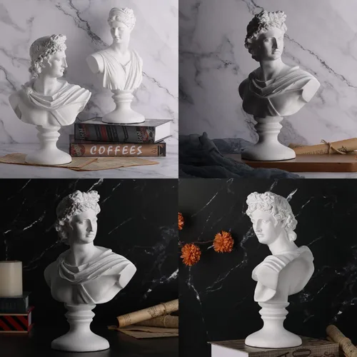 Miniatura 5 de DOVDOV Estatua de David, decoración griega, estatua de decoración del hogar, escultura de busto para decoración del hogar, adecuada para sala