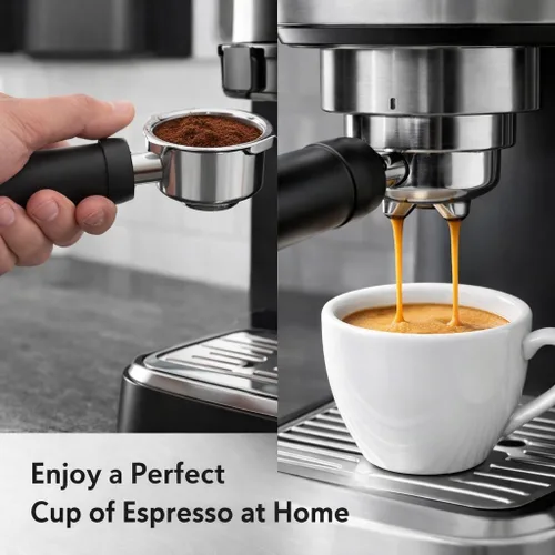 Miniatura 4 de Filtro de café de acero inoxidable, doble taza de café de 2.008 in, cesta de filtro poroso reutilizable de doble capa presurizada para cafetera